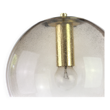 Smoked glass and brass ball pendant light Limburg, Germany, 1970s
