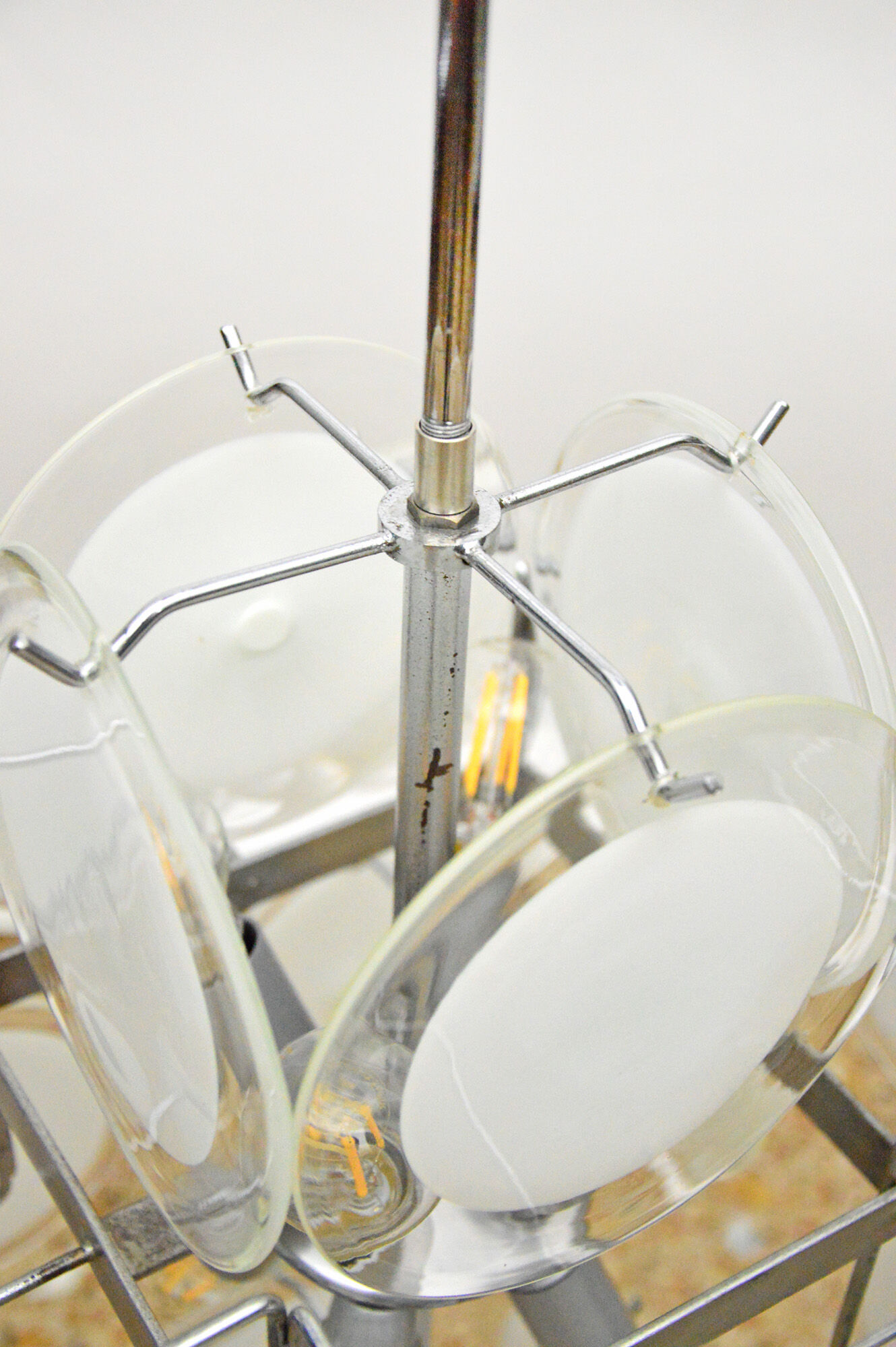 Lustre italien de disque de verre de Murano