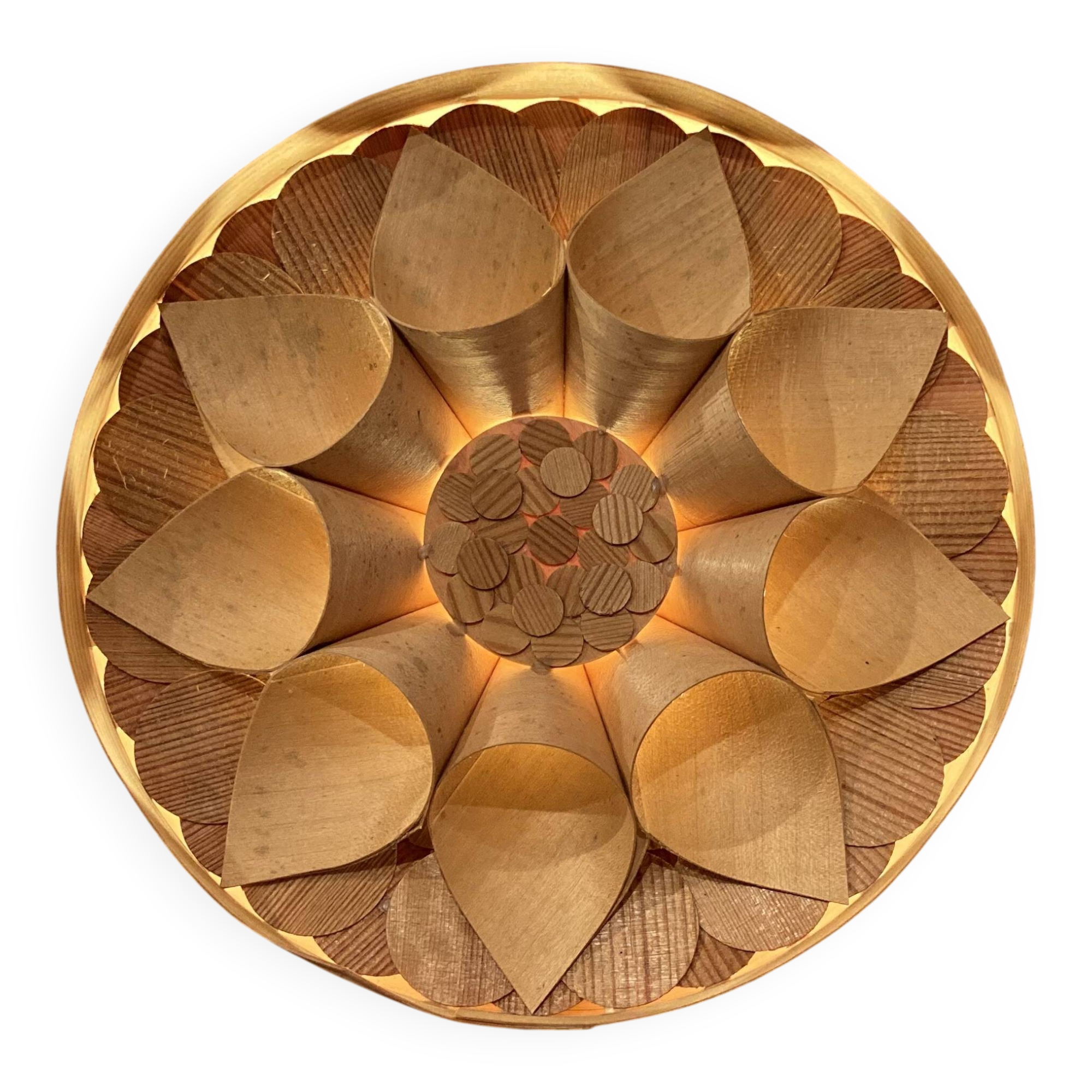 Large wooden wall light, Scandinavian design, 1950s.