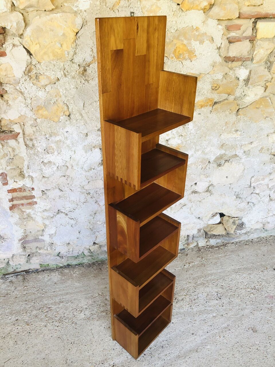Vintage straight wall shelf, Scandinavian teak style, Circa 70's