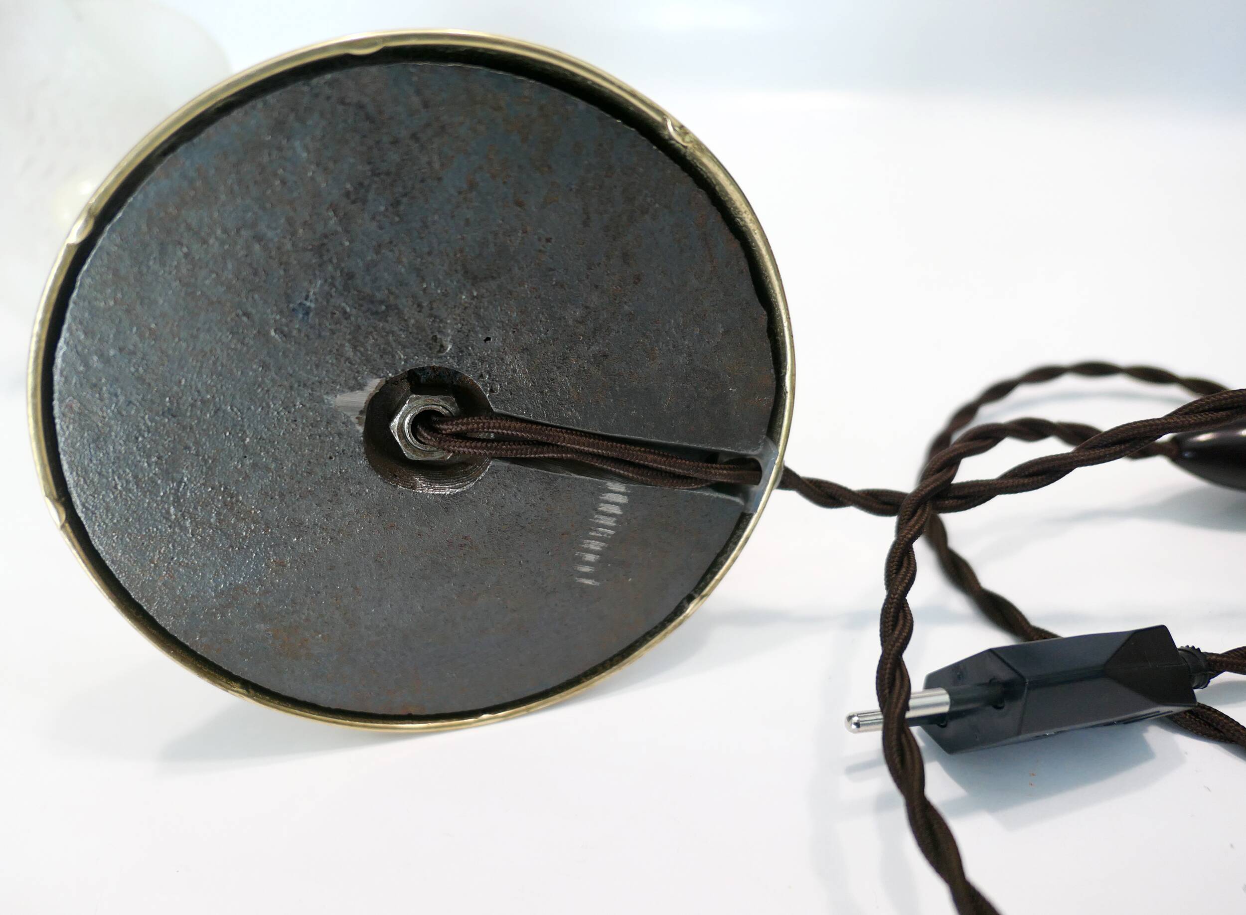 "swan neck" lamp in bronze and brass from 1900