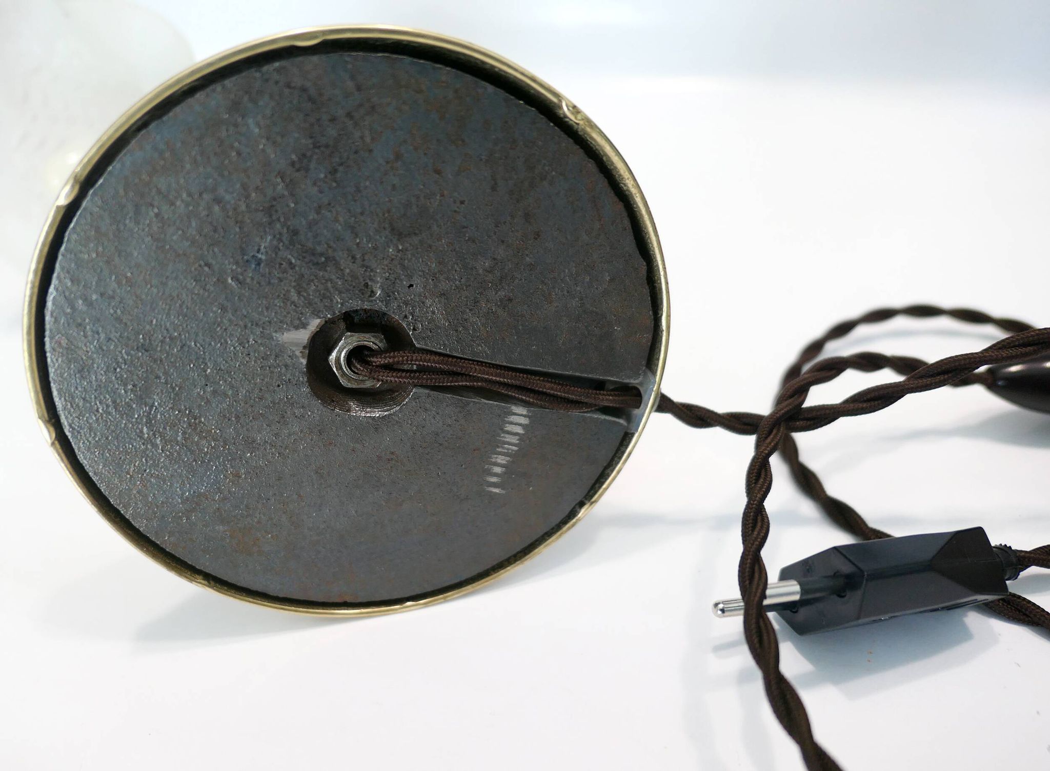 "swan neck" lamp in bronze and brass from 1900