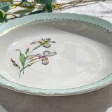 Vintage white and green porcelain dish Iris Moulin des Loups "Sargosse" 1950s