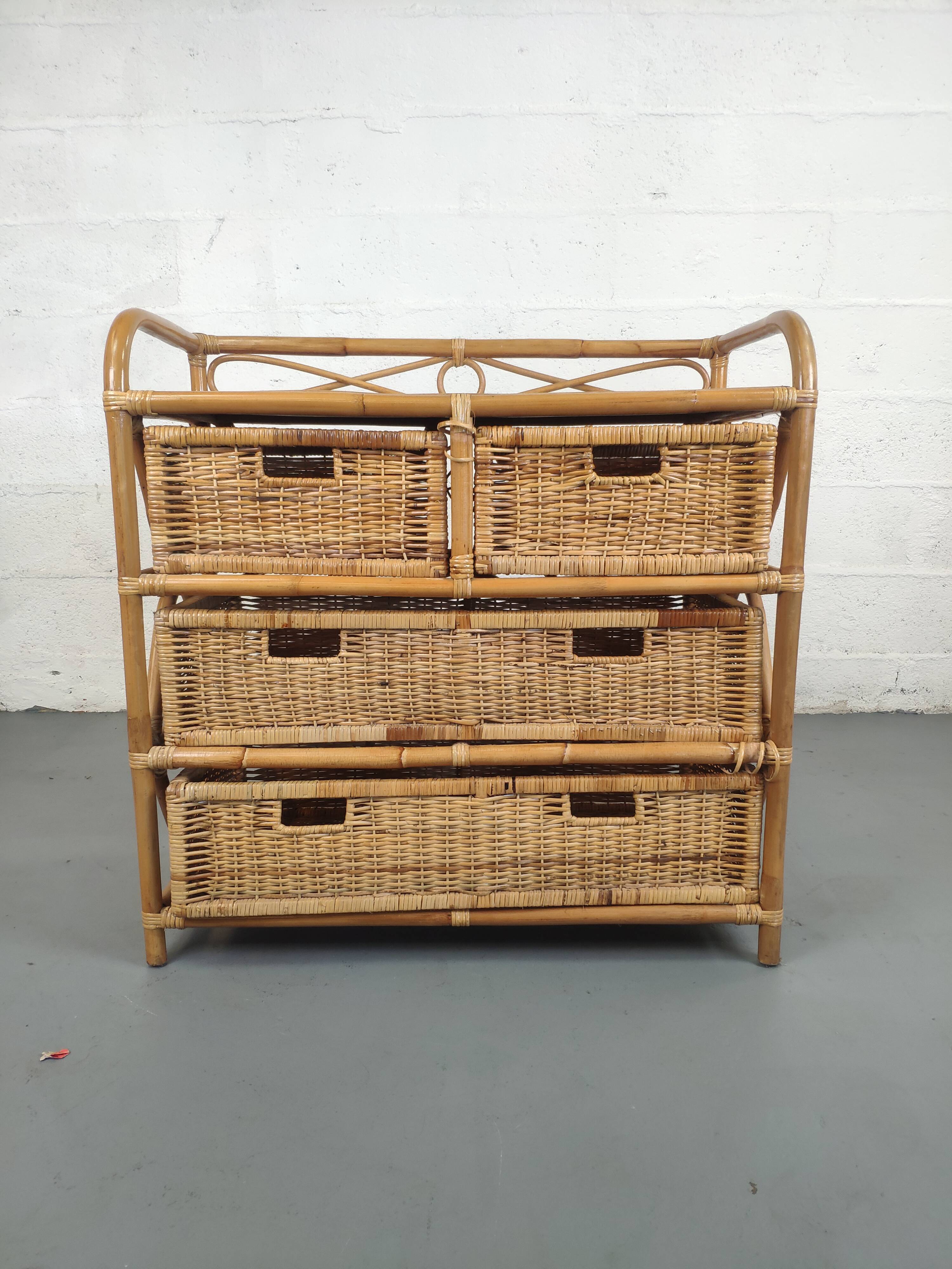 Chest of drawers 4 rattan drawers