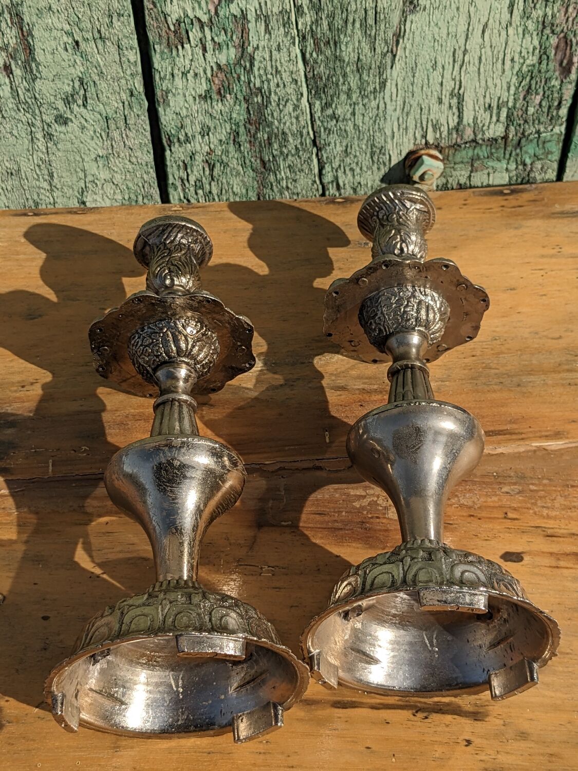 Pair of silver candle holders