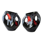 Pair of Vallauris Fat Lava vases