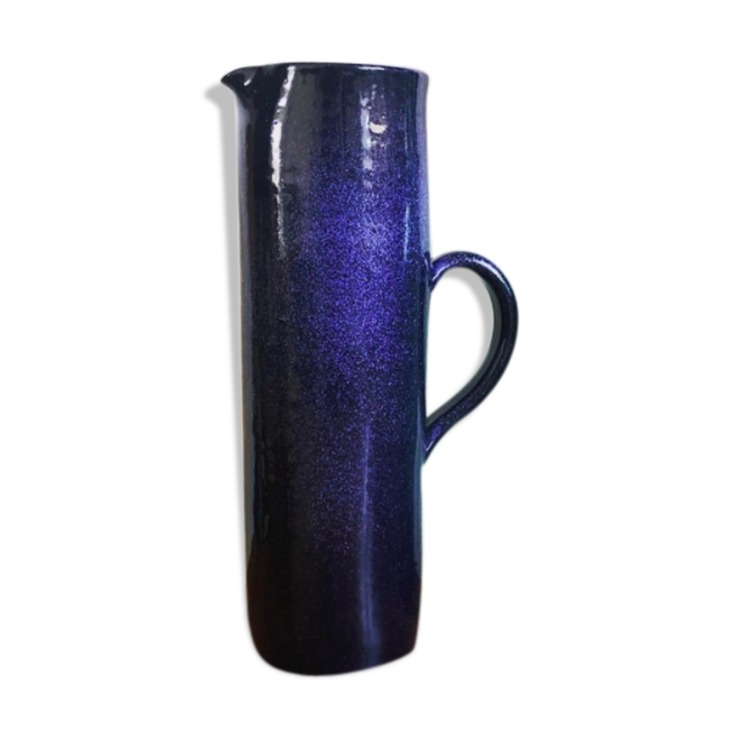 Blue enamelled sandstone pitcher