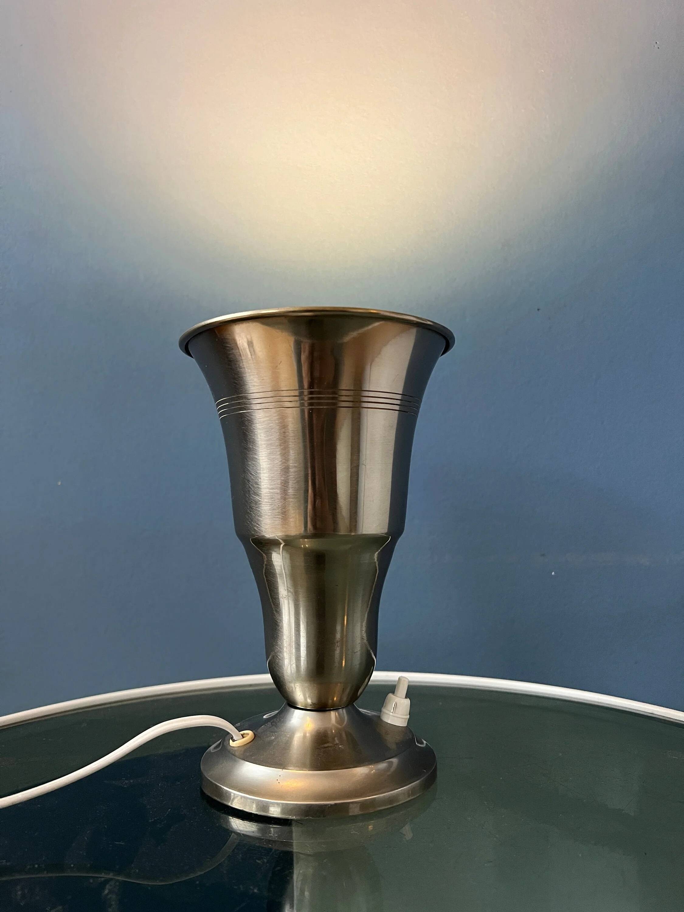 Table uplighter lamp "Cup" in metal, silver colour