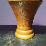 Ancien vase grès décor ciselé beige marron années 70 vintage