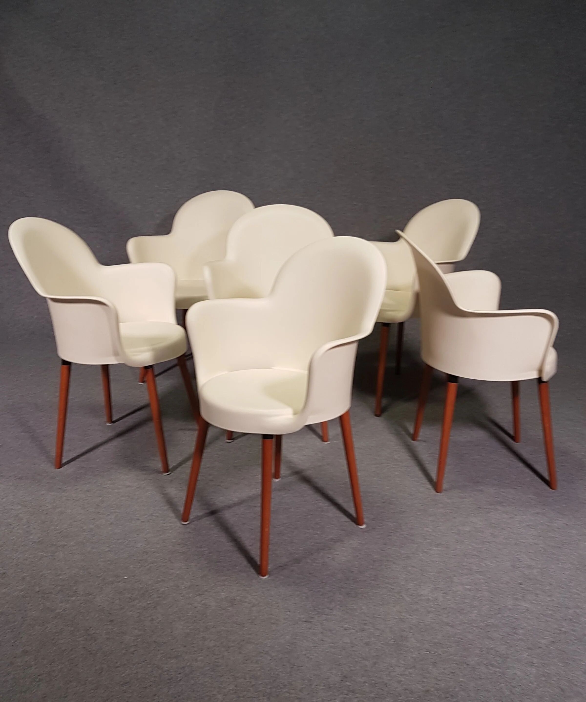 Set of 6 Sintesi Gogo chairs with wooden legs by Marcello Ziliani, 1990s