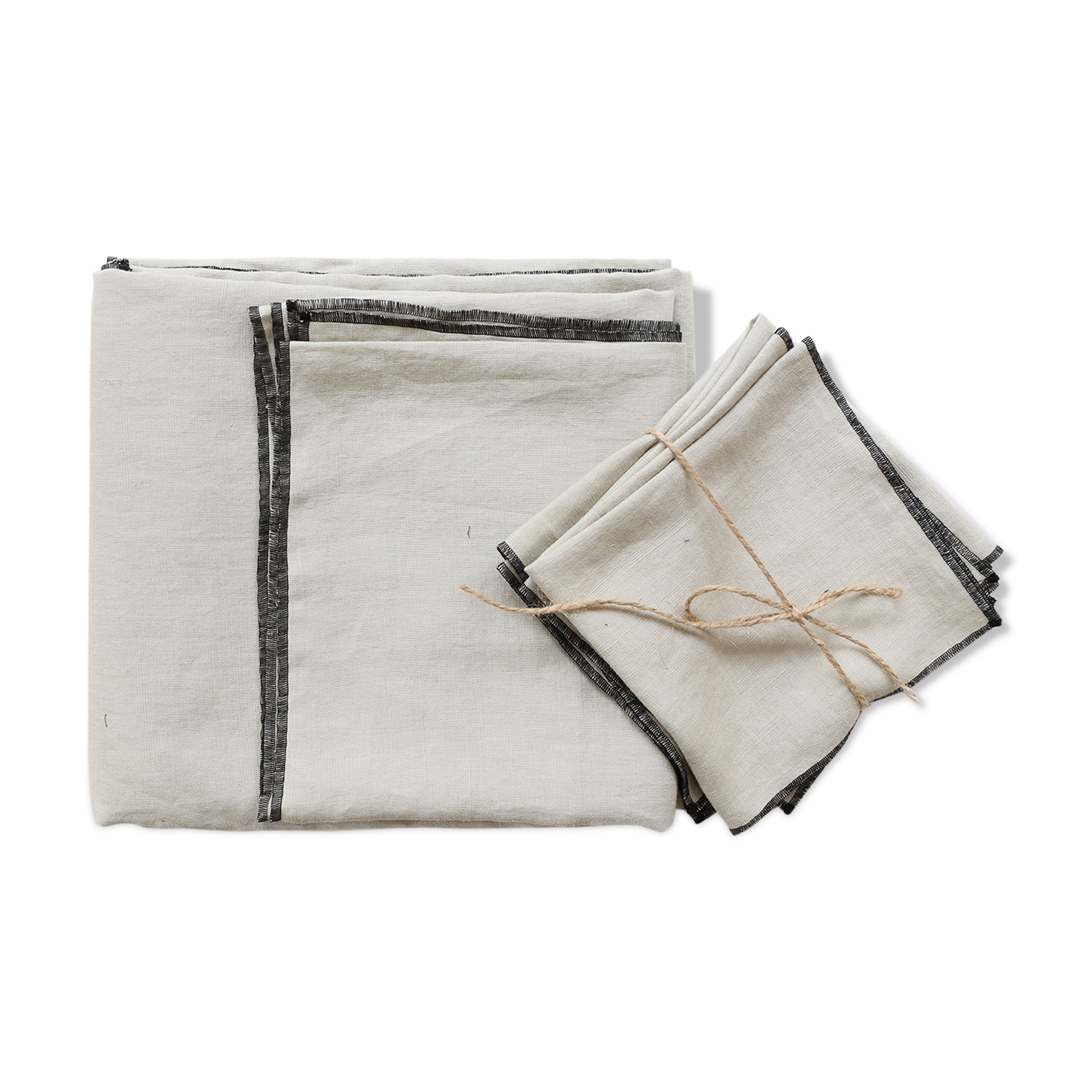 Chalk linen tablecloth and towels