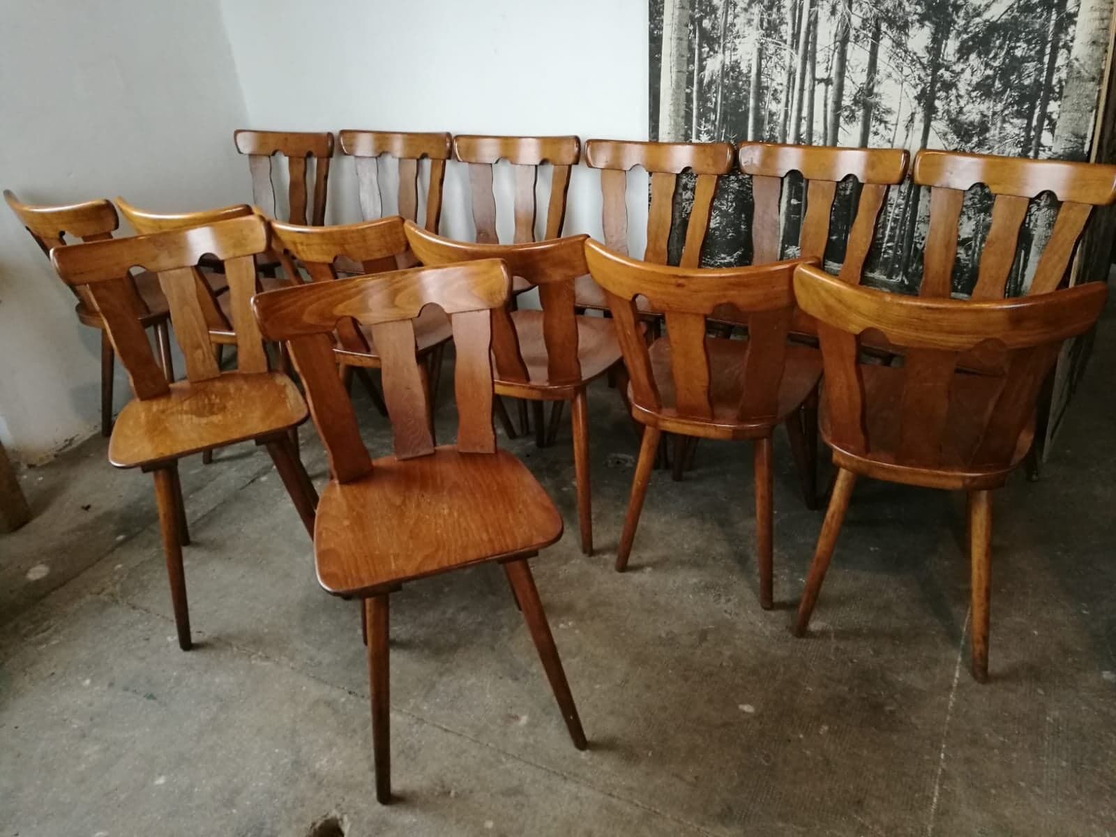 Lot of 14 vintage bistro chairs