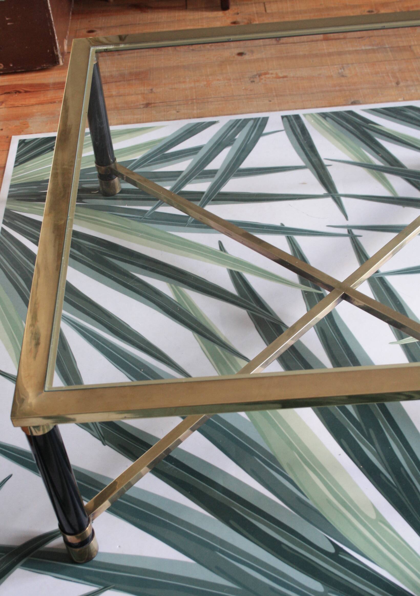 Square brass glass coffee table