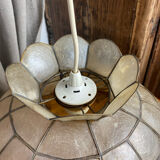 Mother-of-pearl and brass pendant with floral decoration.