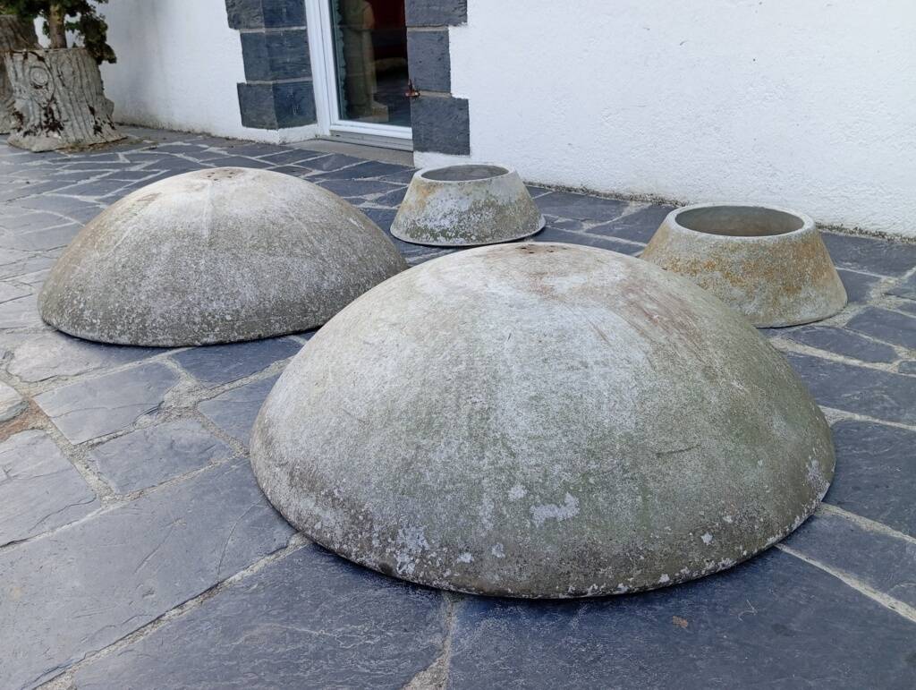 Paire de jardinières vasques années 50 fibrociment