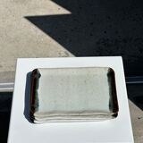 Trio of small rectangular serving dishes white and black Indonesian ceramic 21x16