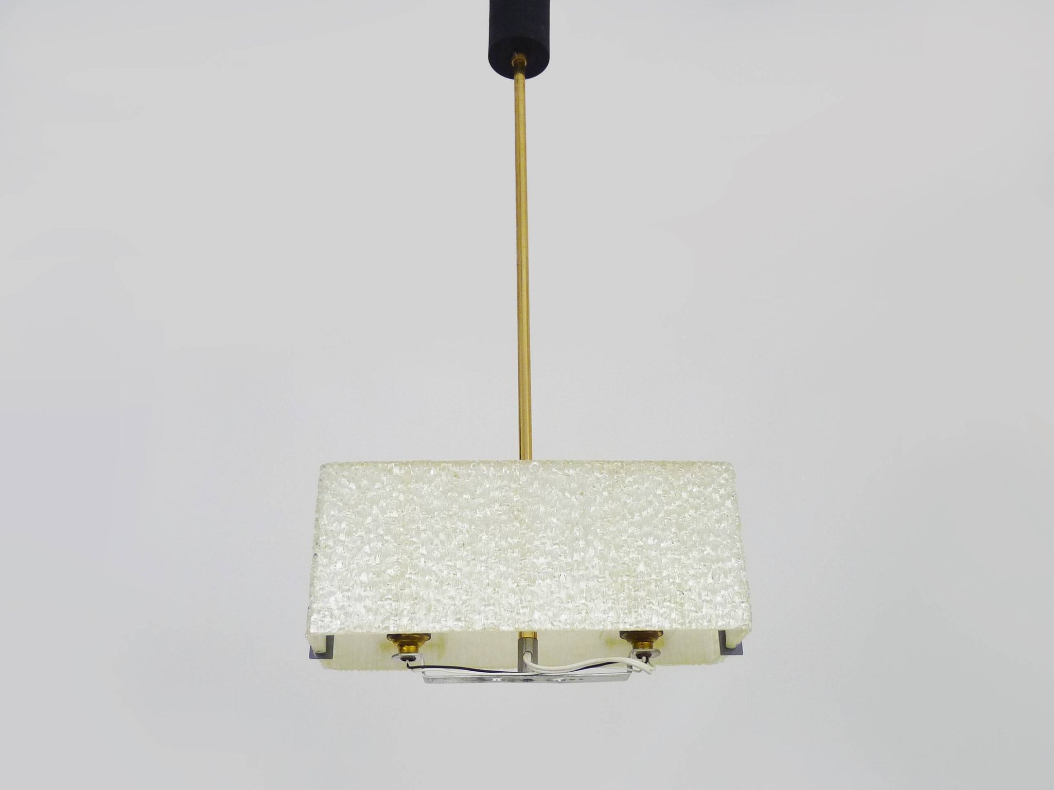 Modernist brass and perspex chandelier Maison Arlus France from the 1950s