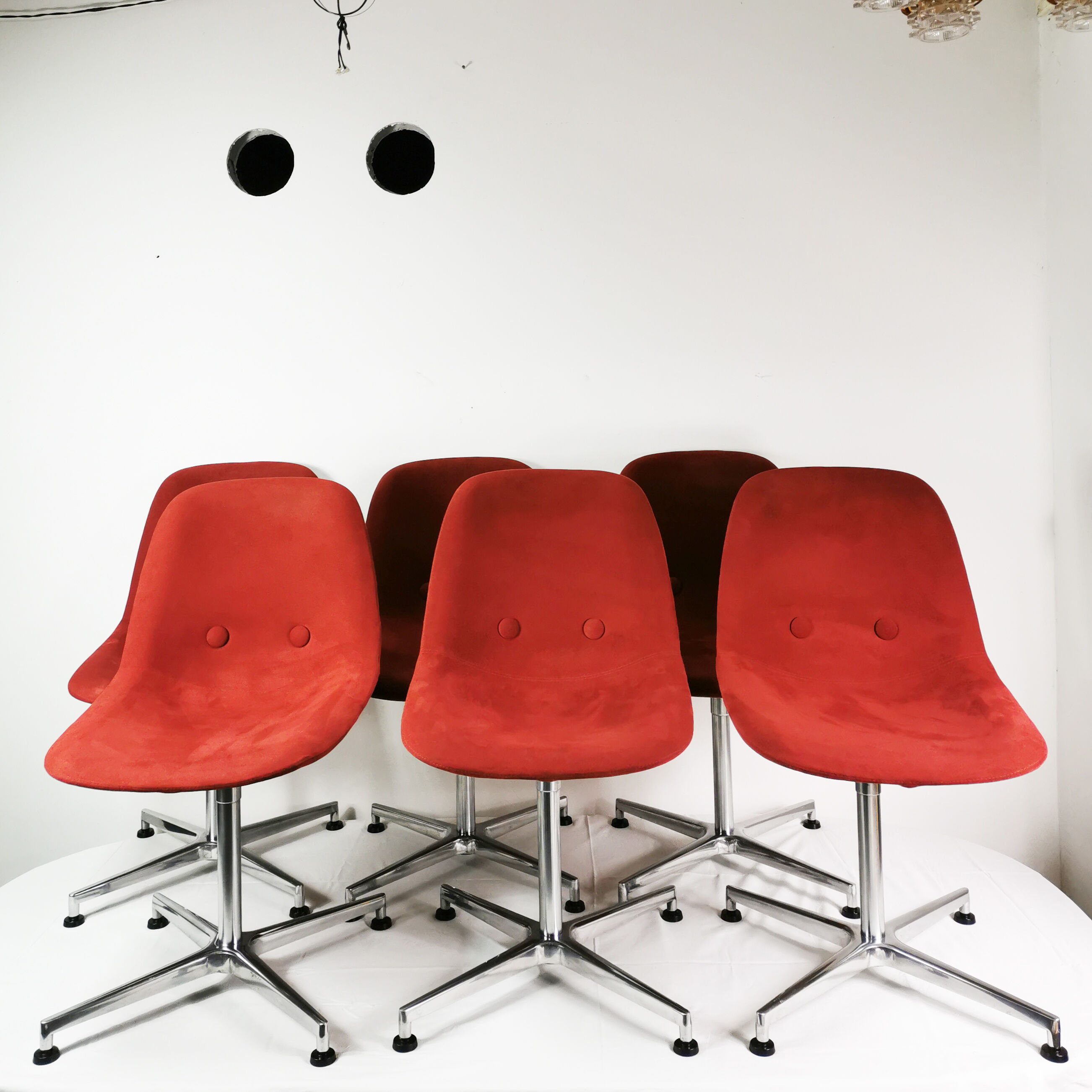 Set of 6 chairs "Eyes", designed by J.Foersom & P.Hiort-Lorenzen, for Erik Jorgensen, Denmark