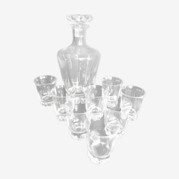 Carafe and 8 crystal glasses daum france port service