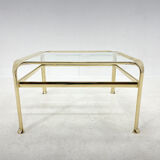 Table basse, laiton & verre, Mauro Lipparini  1970's, italie