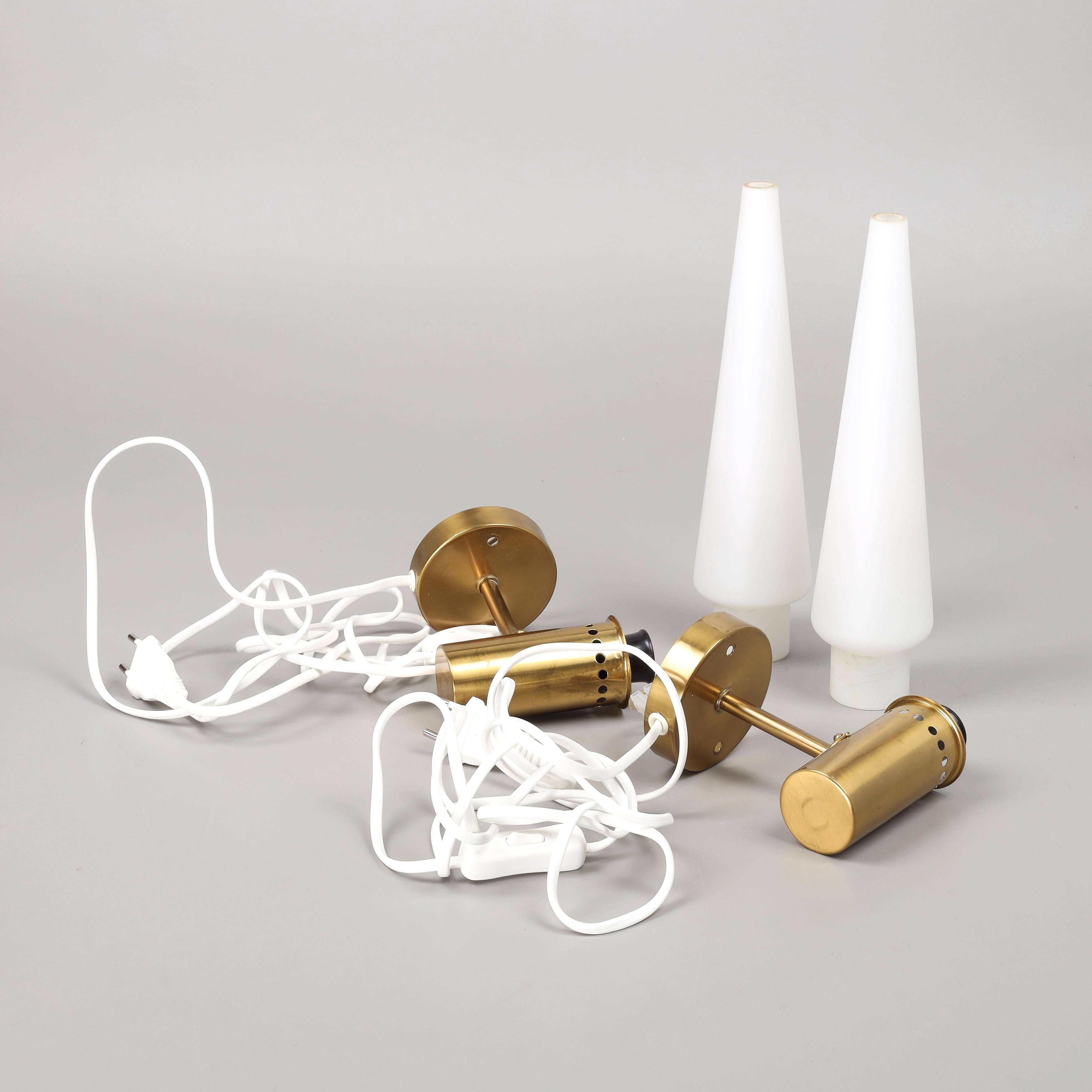 Pair of wall sconces lS-1987 in brass and opal glass Hans Agne Jakobson Sweden 1960