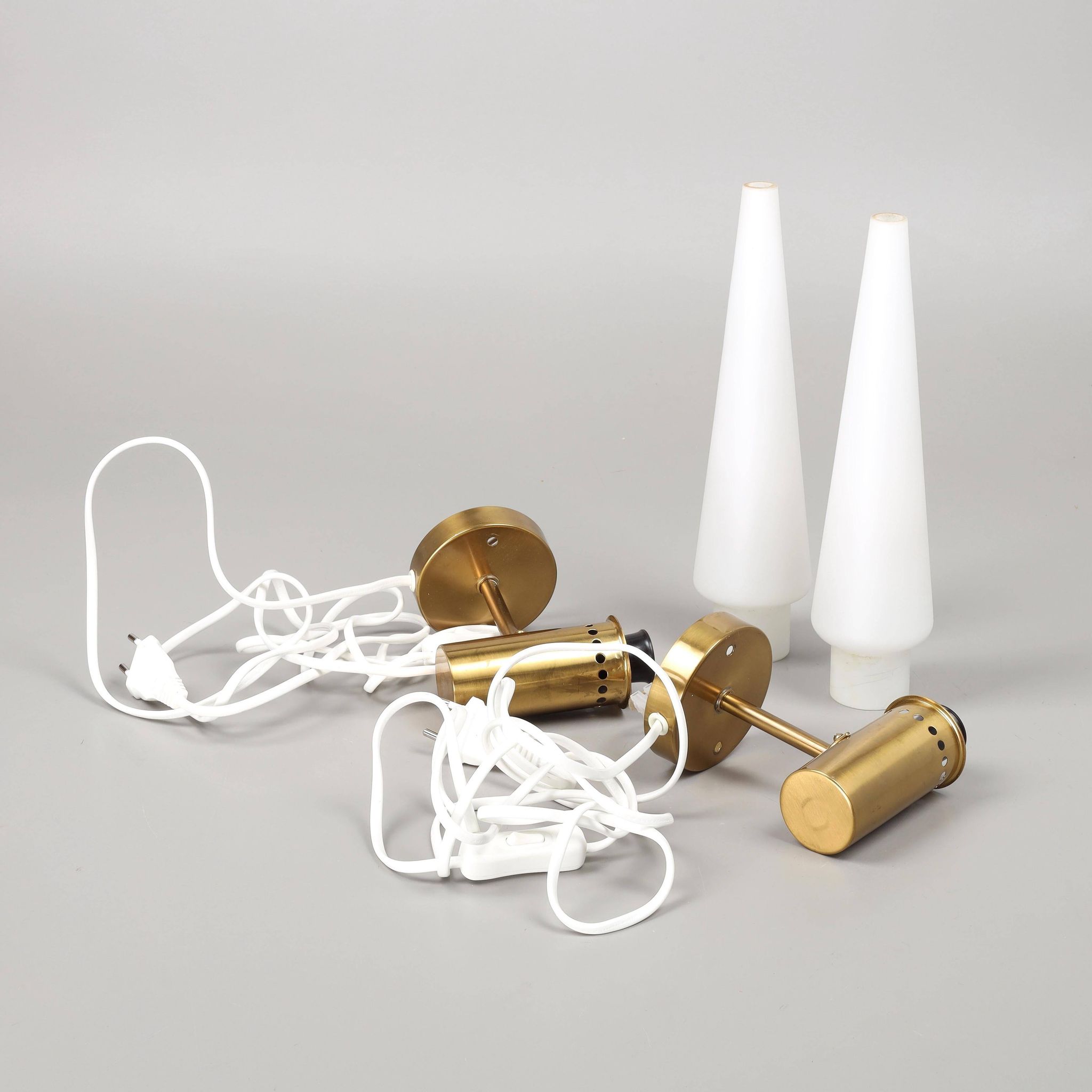 Pair of wall sconces lS-1987 in brass and opal glass Hans Agne Jakobson Sweden 1960
