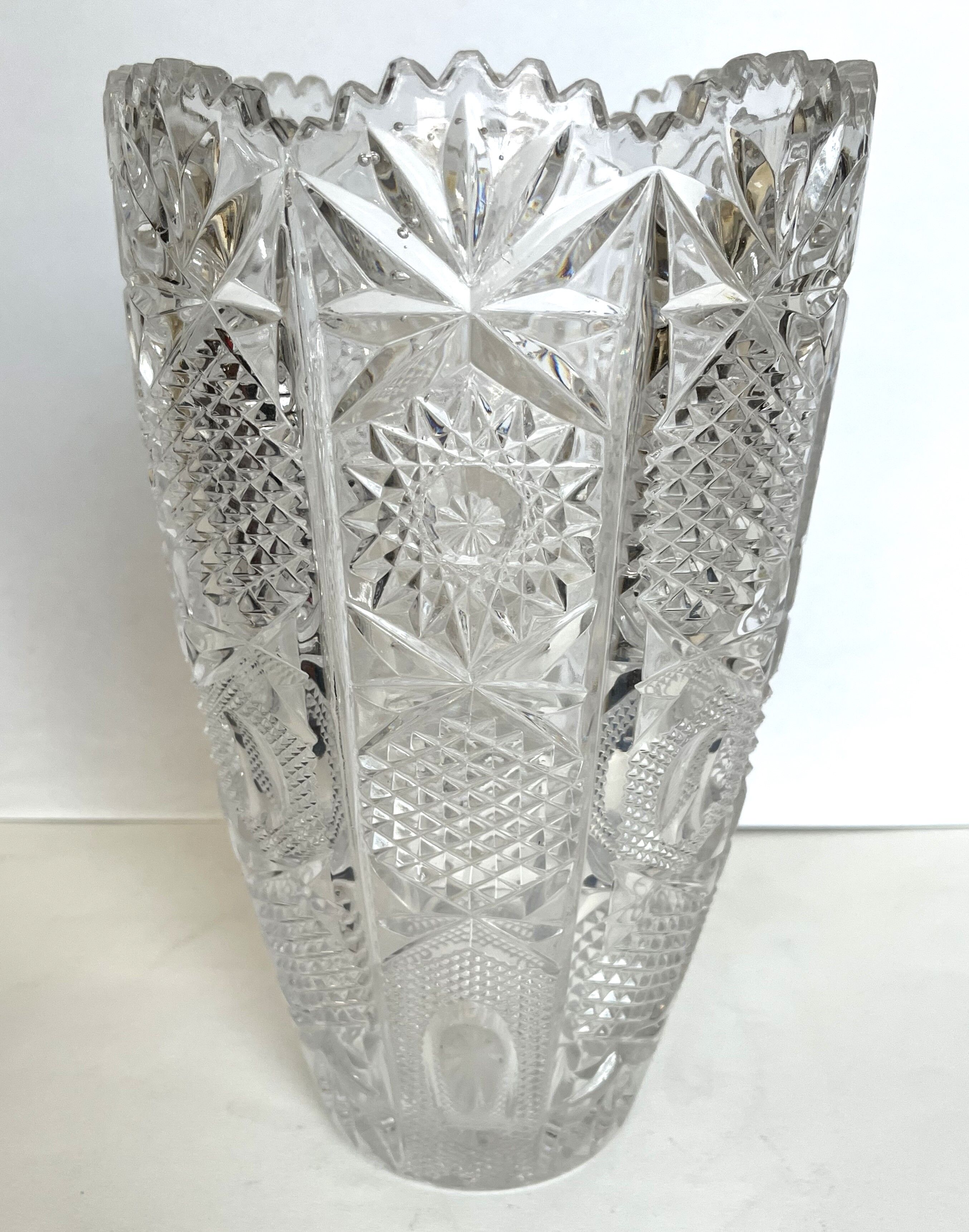 Carved crystal vase