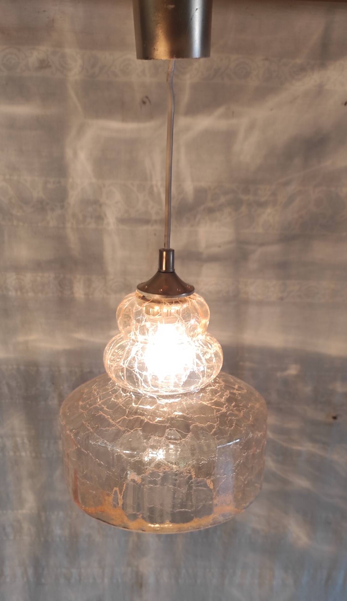 Amber glass Scandinavian suspension style - 1960s-70s