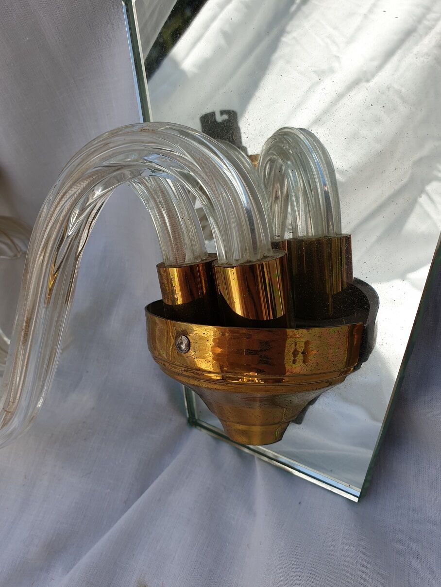 Glass mirror wall light