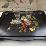 Large antique tray with flowers
