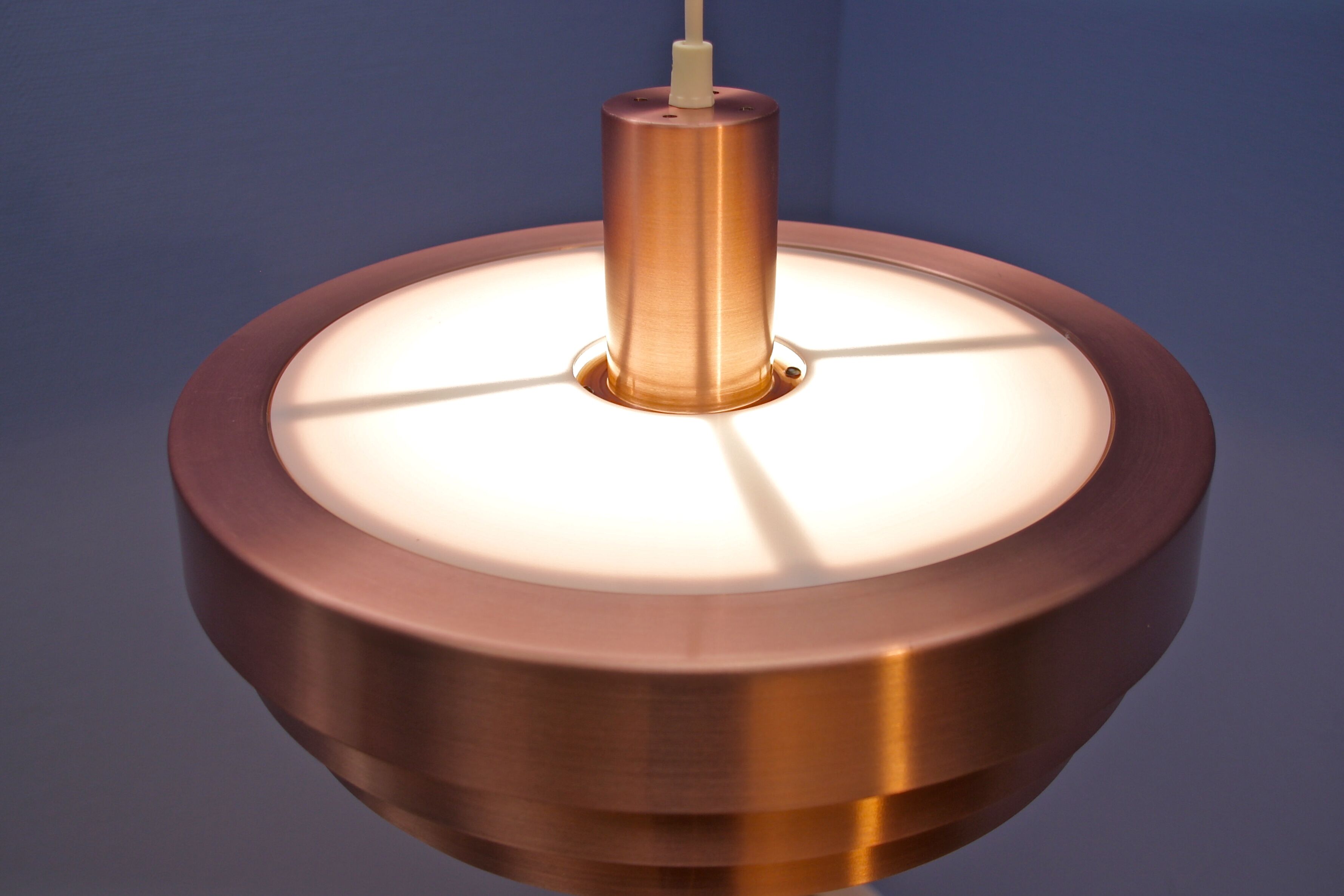 Danish hanging lamp in pink copper, 1970