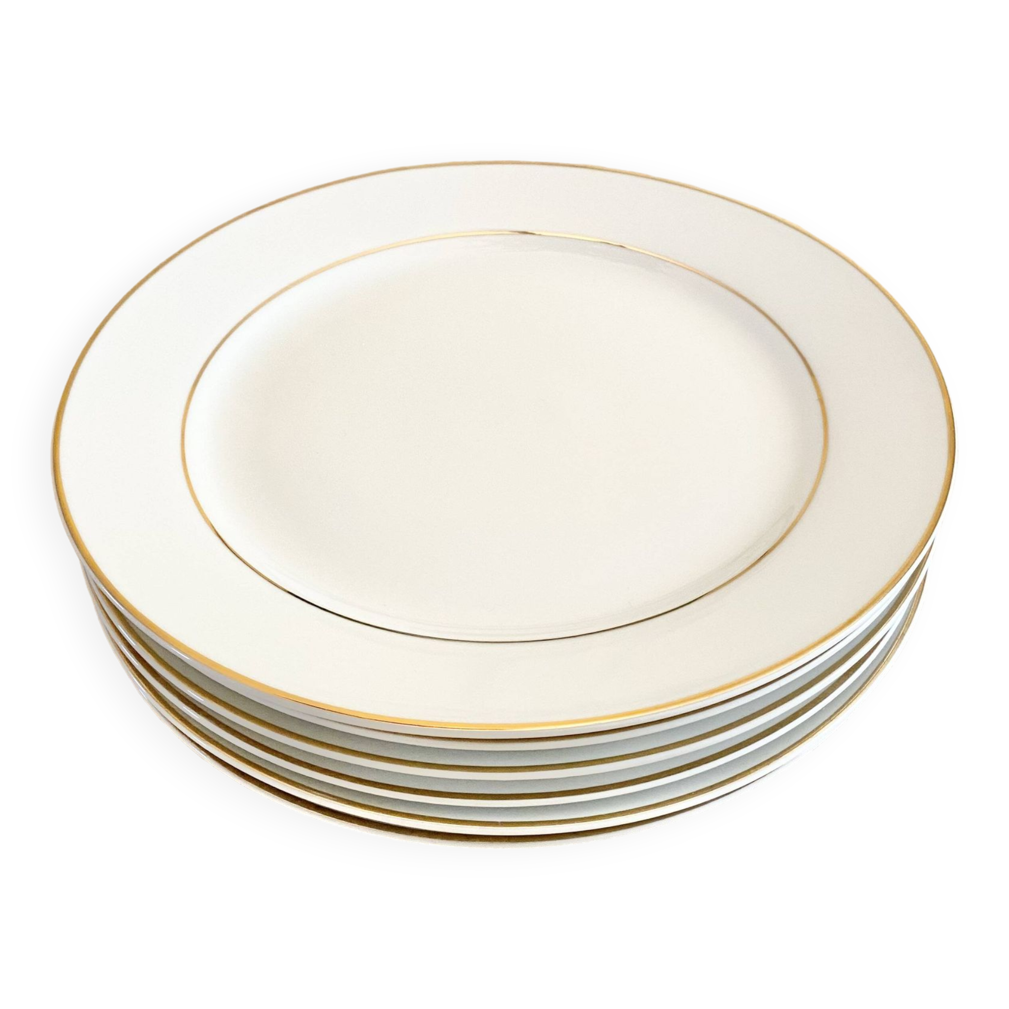 White and gold porcelain dinner plates