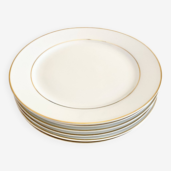 Assiettes plates en porcelaine blanche et doré