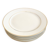White and gold porcelain dinner plates