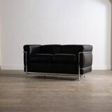 Vintage Cassina LC2 two seater sofa by Charlotte Perriand and Le Corbusier