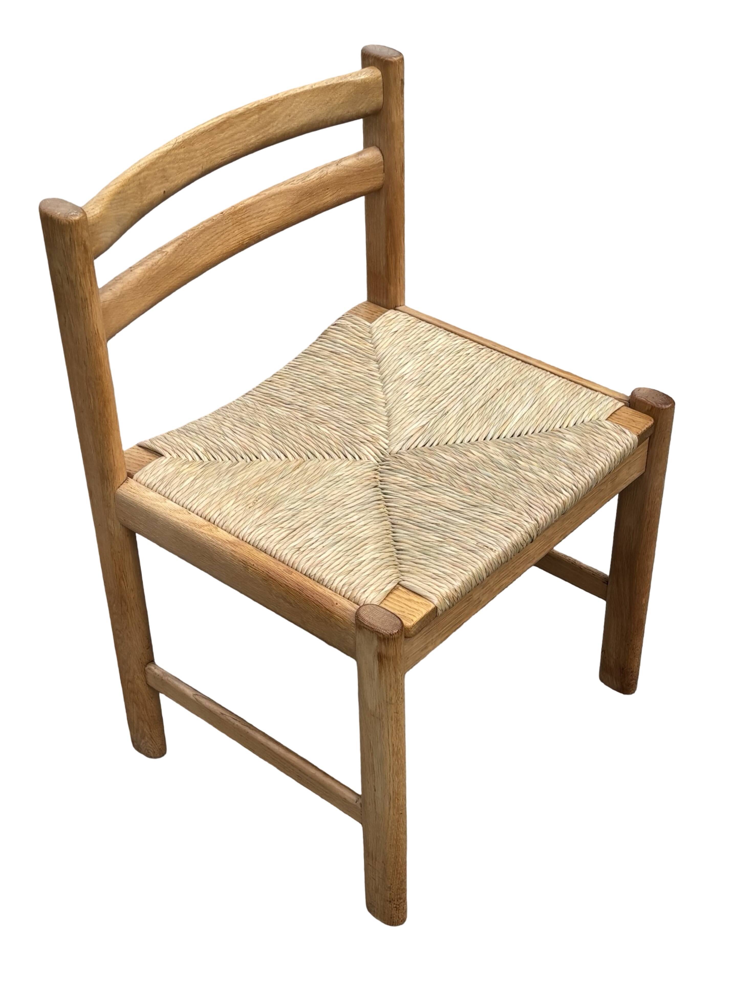 Vintage dining chairs set of 6 oak and rattan design minimalist design