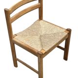 Vintage dining chairs set of 6 oak and rattan design minimalist design