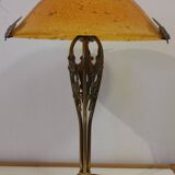 Magnificent art nouveau lamp designed for naudy and blown glass 1960