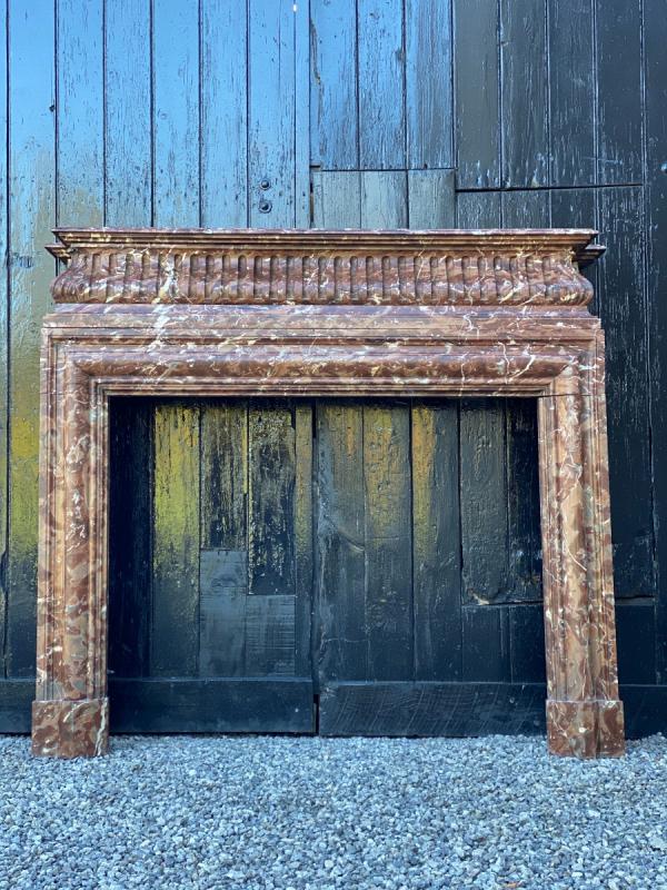 Louis XIV style fireplace in brown marble, 19th century