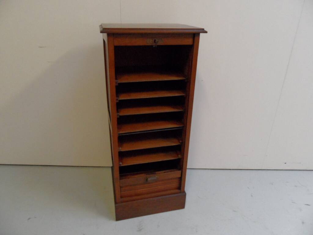 Antique filing cabinet with roller shutter