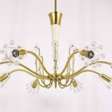 Unusual brass and crystal chandelier by Emil Stejnar, Rupert Nikoll, Austria, 1950s.