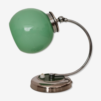 Lampe de table Bauhaus 1940s milieu du siècle verre vert moderne