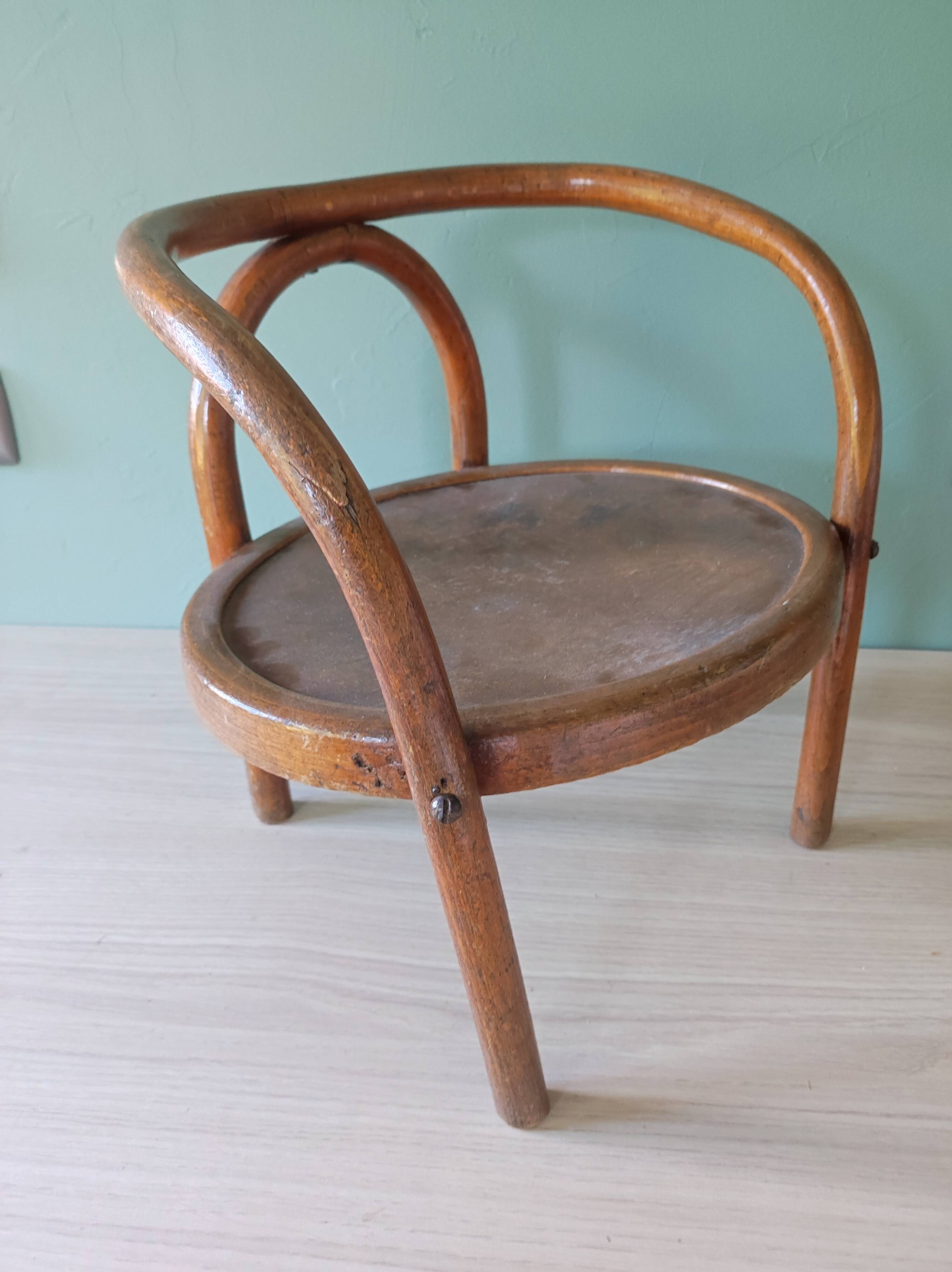 Armchair child curved wood art deco style