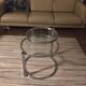 Round coffee table in glass and chrome 2 removable trays