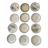 Assiettes terre de fer dépareillées