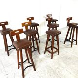 Set of 8 vintage brutalist bar stools, 1960s