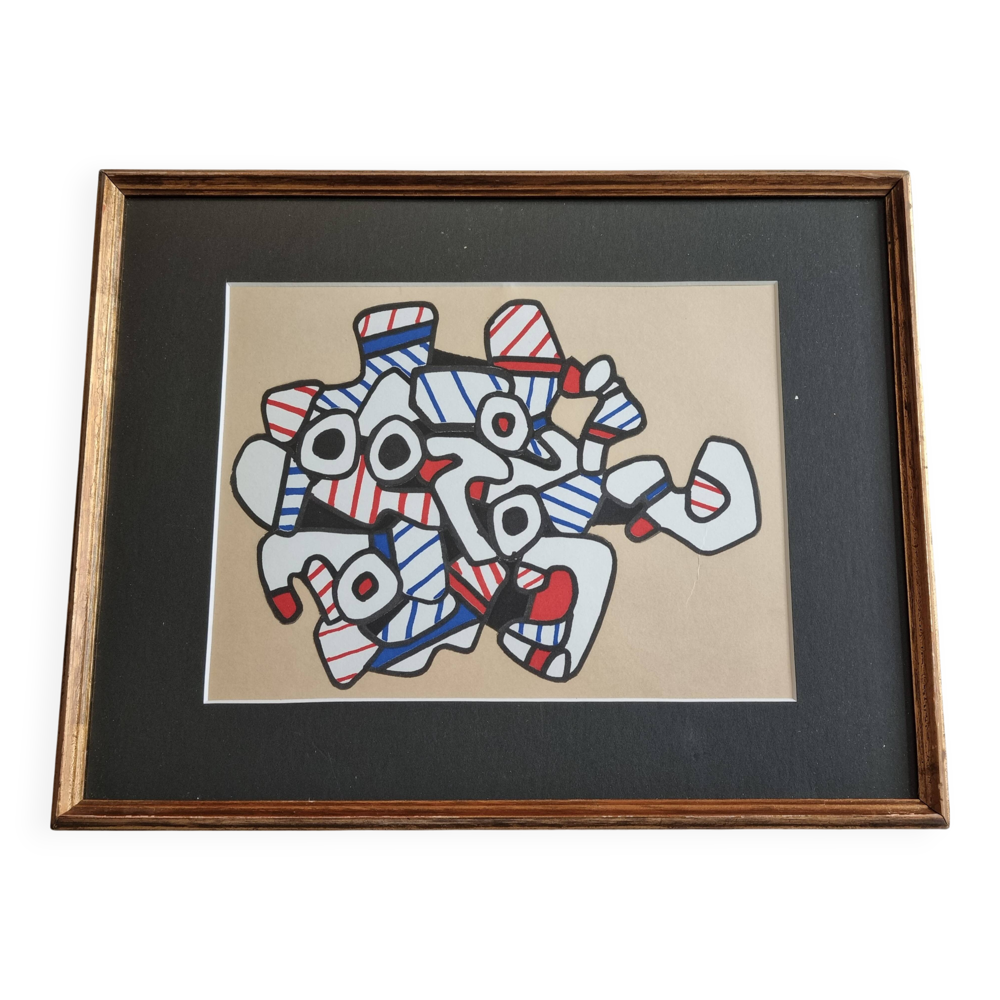 Silkscreen print after Jean Dubuffet, framed, 1970s, 31 x 25 cm