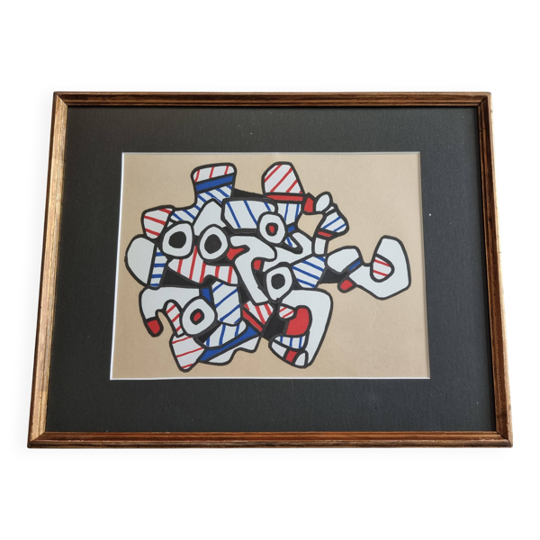 Sérigraphie d’après Jean Dubuffet, encadrée, années 70, 31 x 25 cm