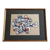 Sérigraphie d’après Jean Dubuffet, encadrée, années 70, 31 x 25 cm