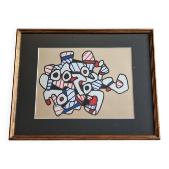 Silkscreen print after Jean Dubuffet, framed, 1970s, 31 x 25 cm